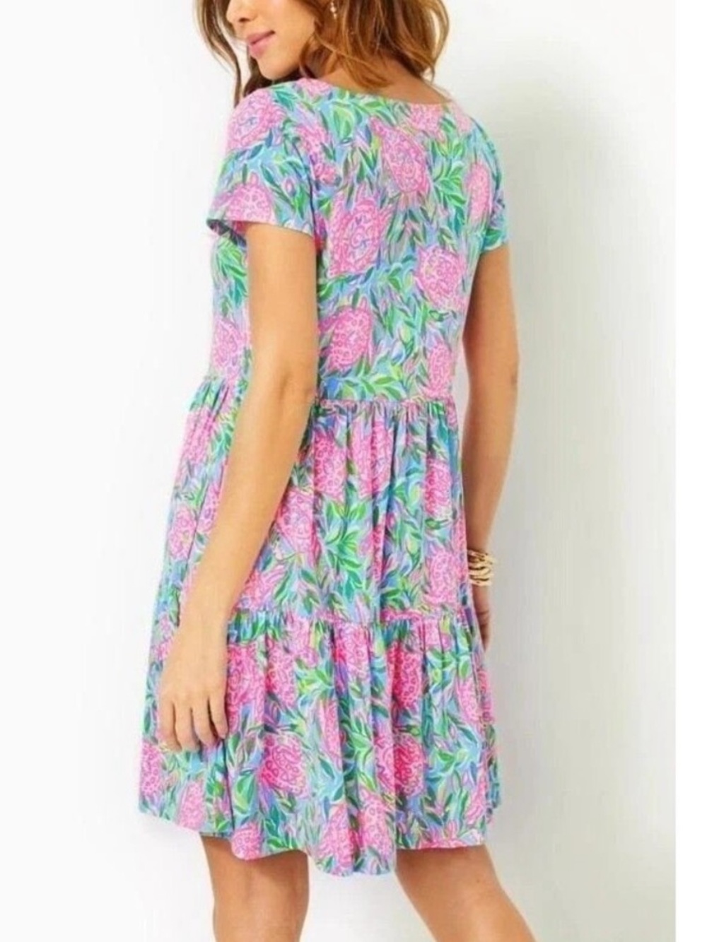 Lilly Pulitzer cotton tiered turtle print dress sz XL